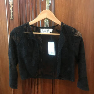 Field & Flower Black Crocheted Shrug